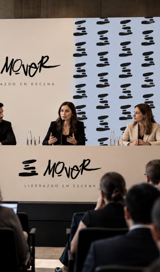 Panel de conversación en un evento de MO-VER